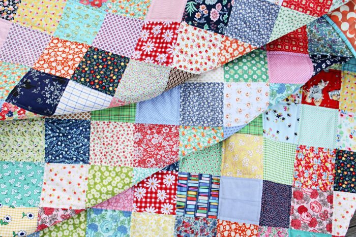 close up of patchwork quilt
