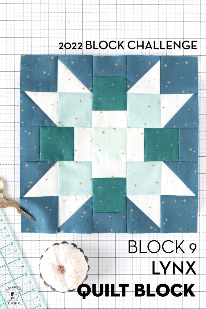 blue and aqua quilt block on white cutting mat