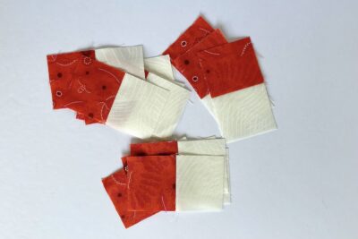 strips of white and red fabric