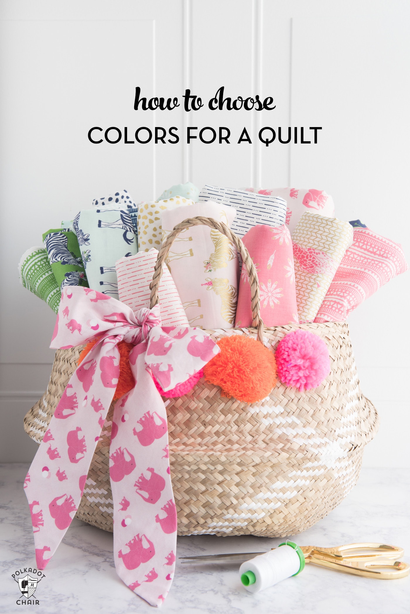 fabric rolls in straw basket