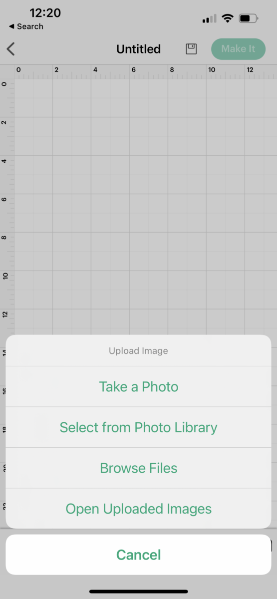 screen shot of Cricut app on iphone