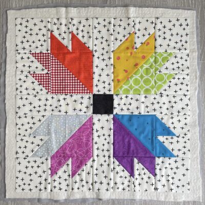 quilt block made from colorful fabrics
