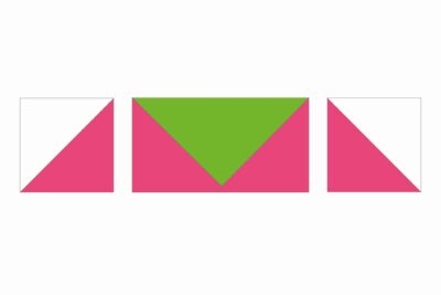 pink, green and white squares showing pillow construction