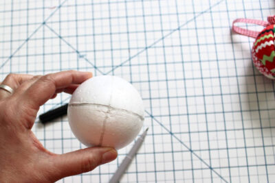 foam ball with lines drawn on it