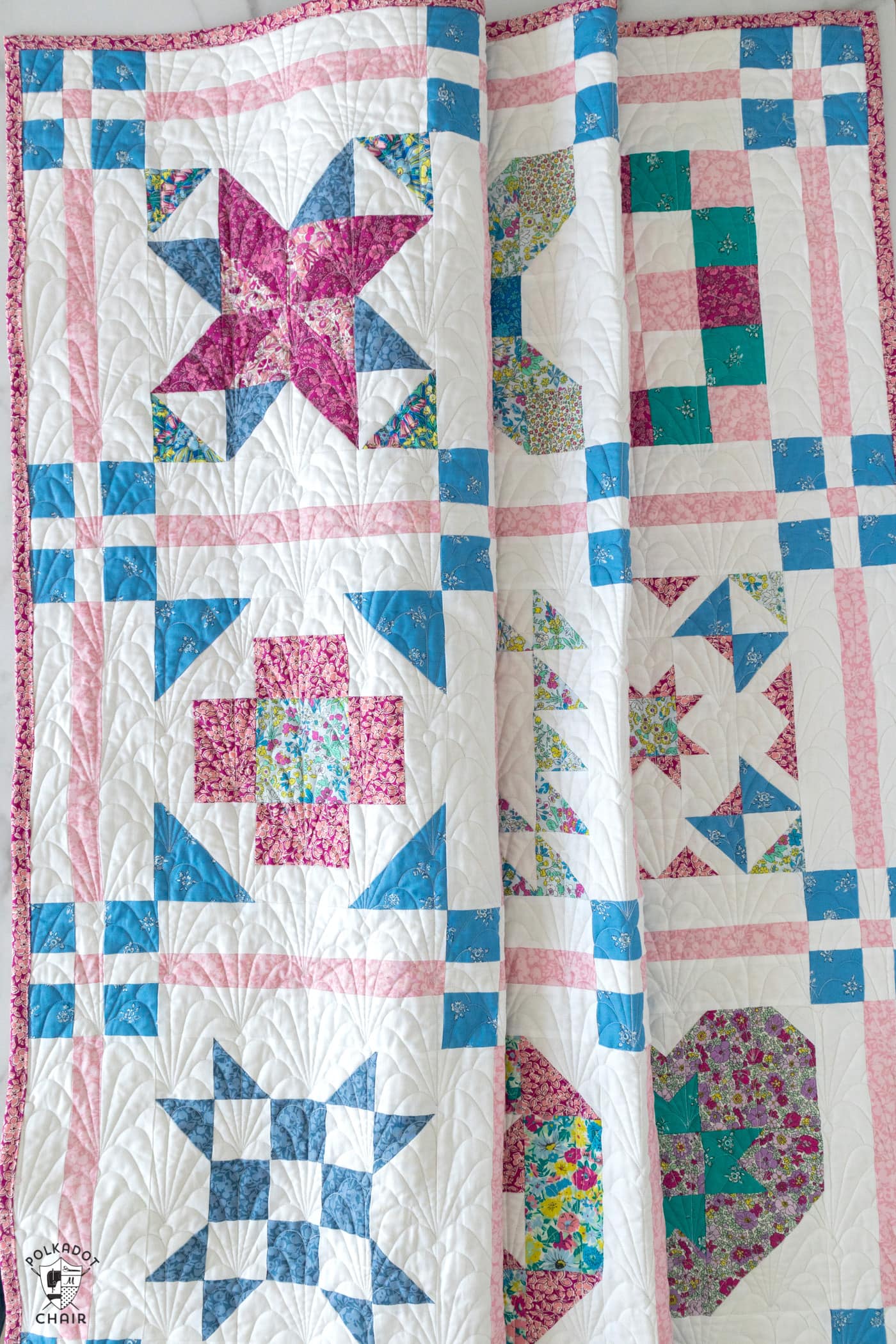 traditional pink and white quilt