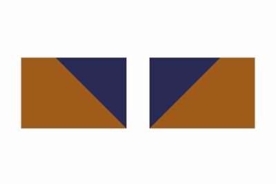 quilt assembly diagram step, geometric shape with navy and copper squares and triangles