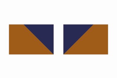 quilt assembly diagram step, geometric shape with navy and copper squares and triangles