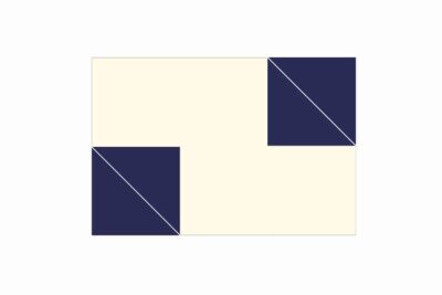 quilt assembly diagram step, geometric shape with navy and cream squares and triangles