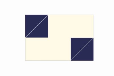 quilt assembly diagram step, geometric shape with navy and cream squares and triangles