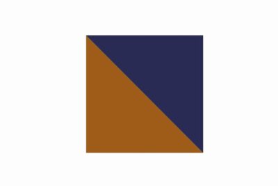 quilt assembly diagram step, geometric shape with navy and copper squares and triangles