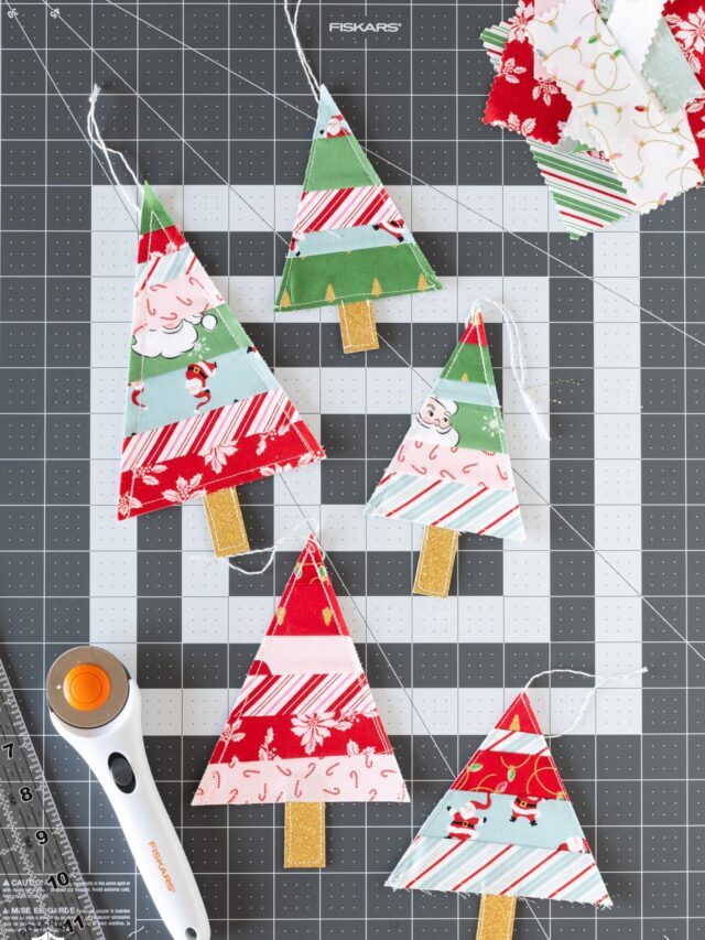 Scrappy Improv Christmas Tree Ornaments Story