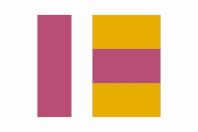 quilt illustration with squares and rectangles in yellow, pink and blue