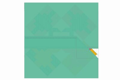 quilt illustration with squares and rectangles in yellow, pink and blue