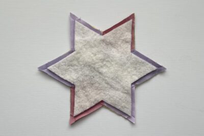 quilt batting with star shape traced