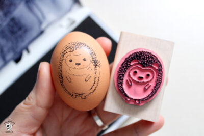 hedgehog stamp and egg