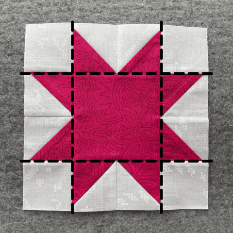 diagram of fabric with arrows showing quilting direction