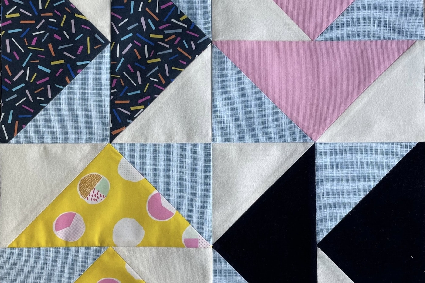 quilt block with mixed fabrics