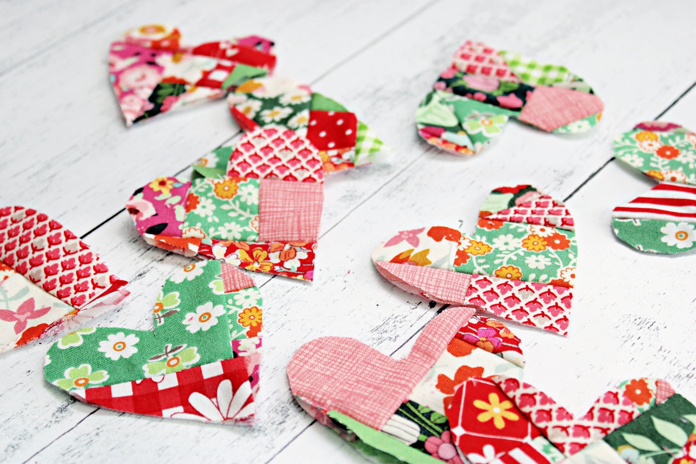 colorful heart ornaments on table