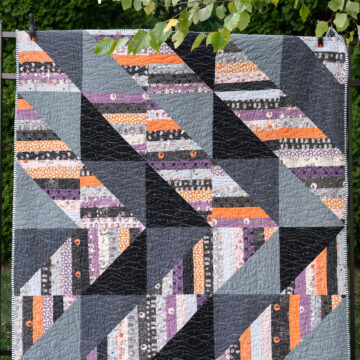 black, purple, pink and gray string halloween quilt