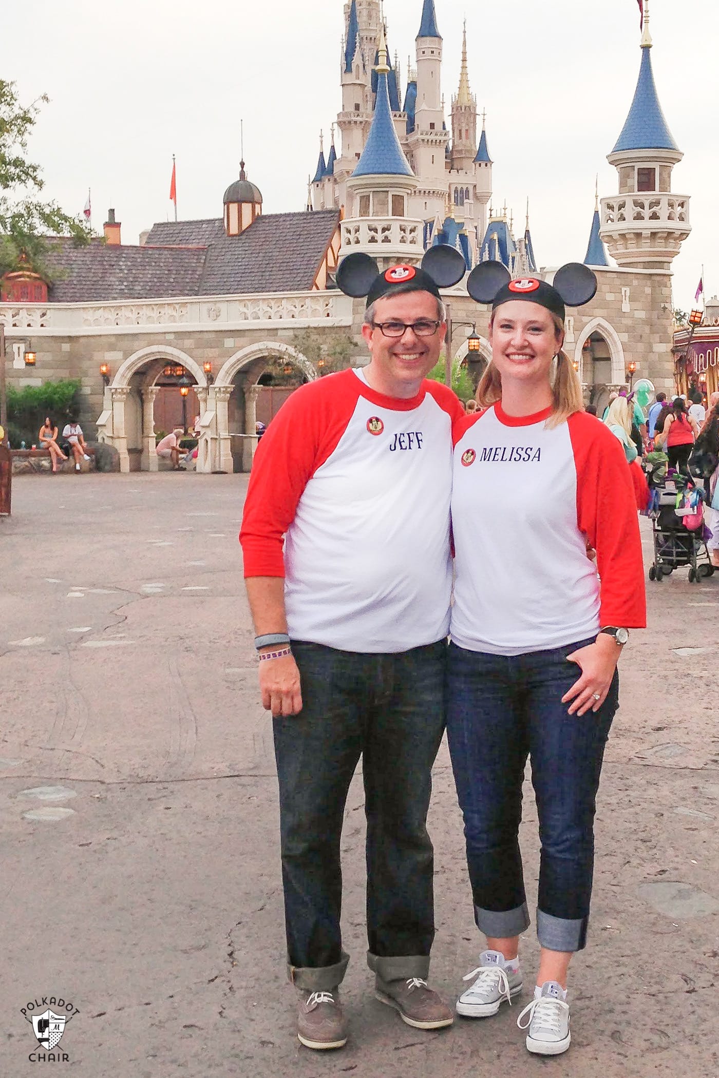 couple dressed up as mouseketers at disney world