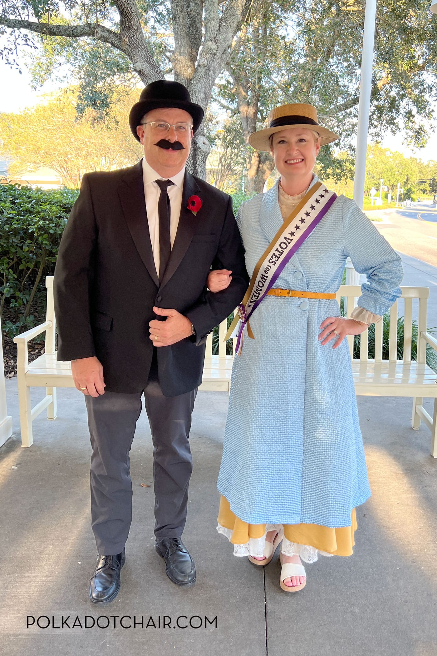 couple dressed up as mr and mrs banks 