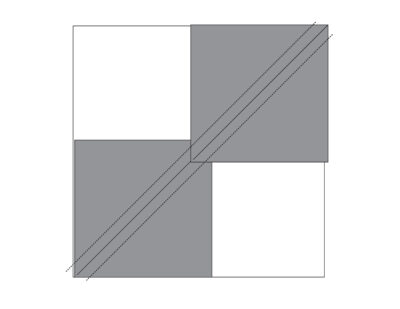 black and white diagram of construction of a sawtooth star quilt block