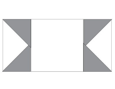 black and white diagram of construction of a sawtooth star quilt block