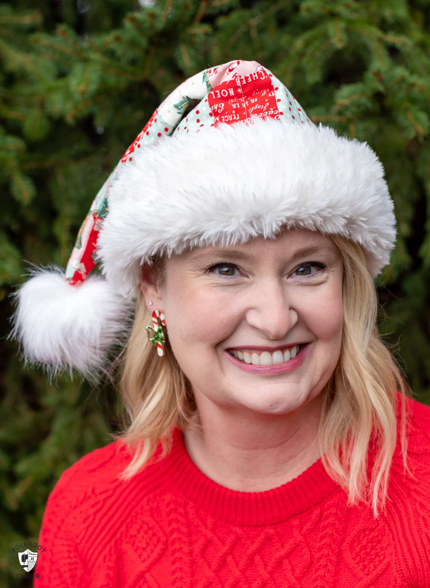 woman wearing santa hat