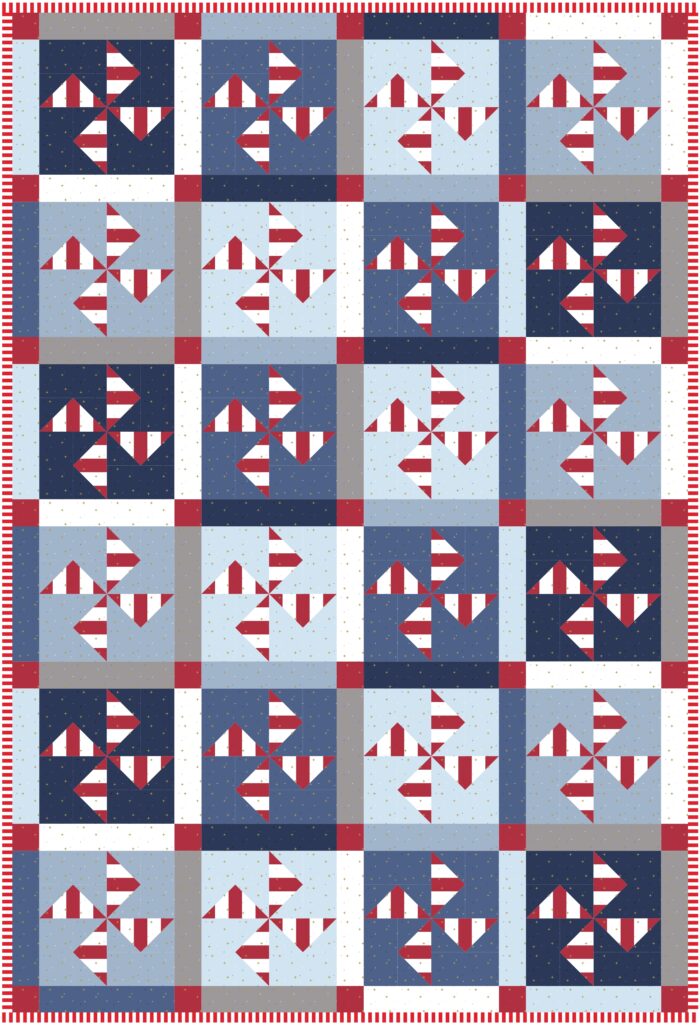 red white and blue quilt illustration