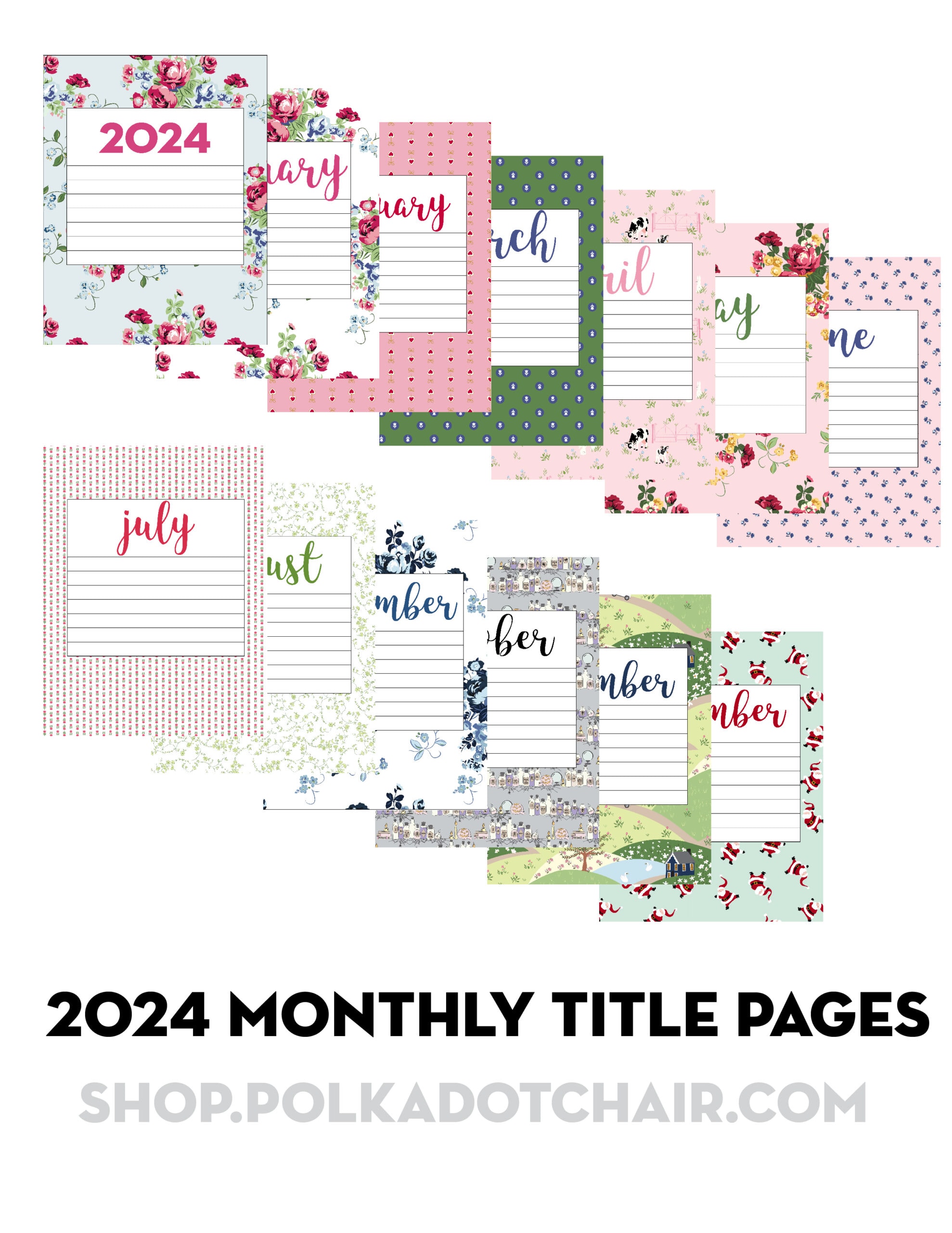 monthly planner title pages