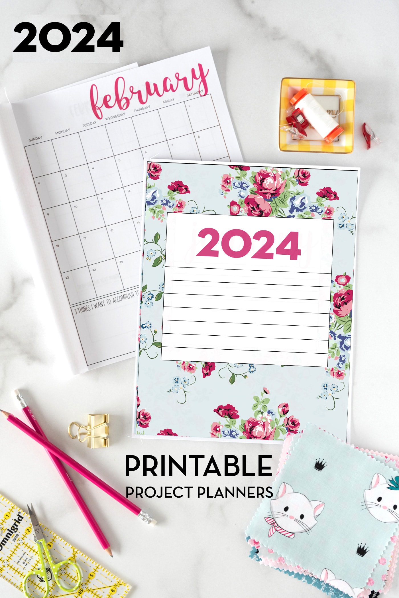 printed out planner pages on white table