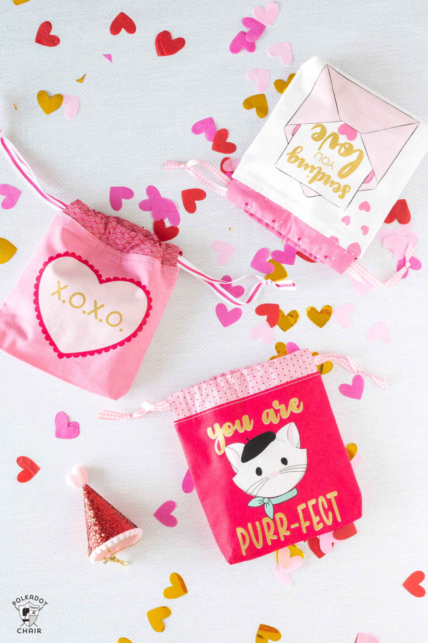 Fabric Valentine's Day Treat Bag Tutorial The Polka Dot Chair