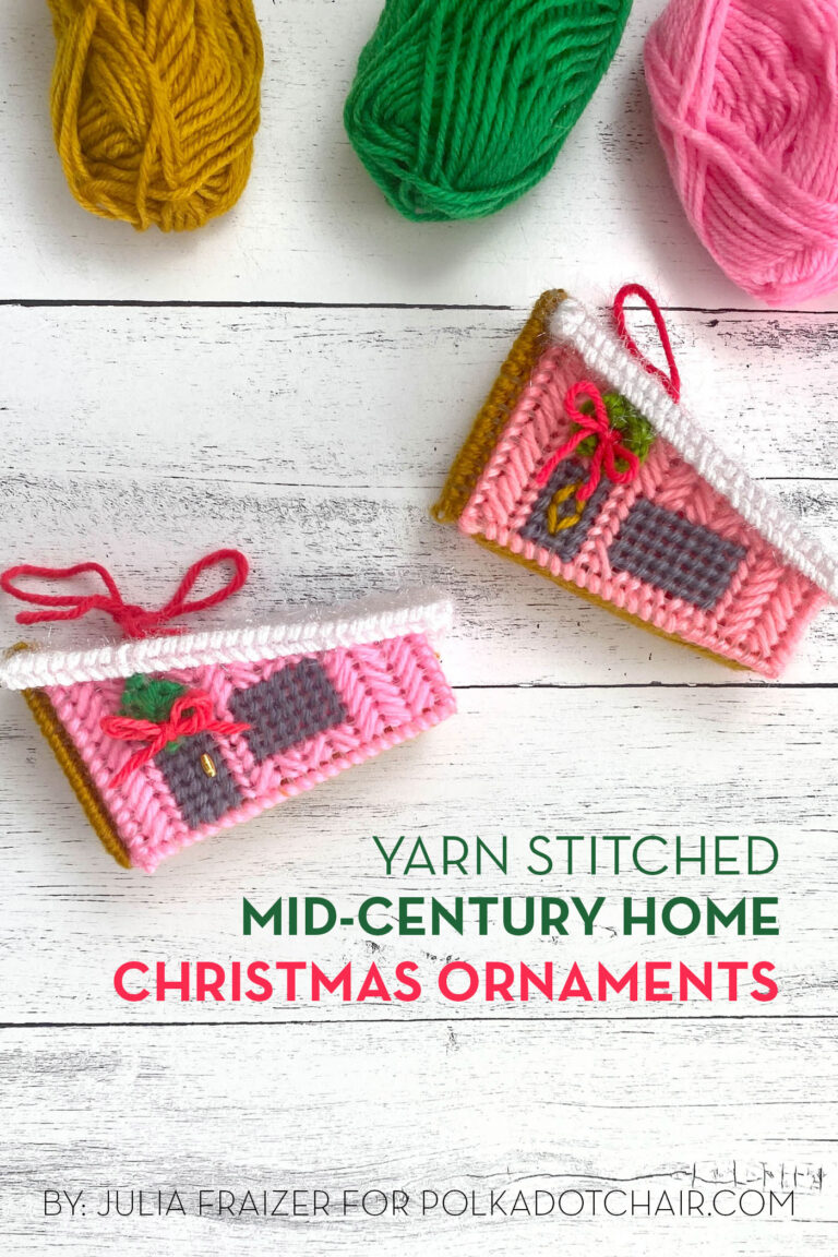 Yarn Stitched Mid-Century Home Christmas Ornament