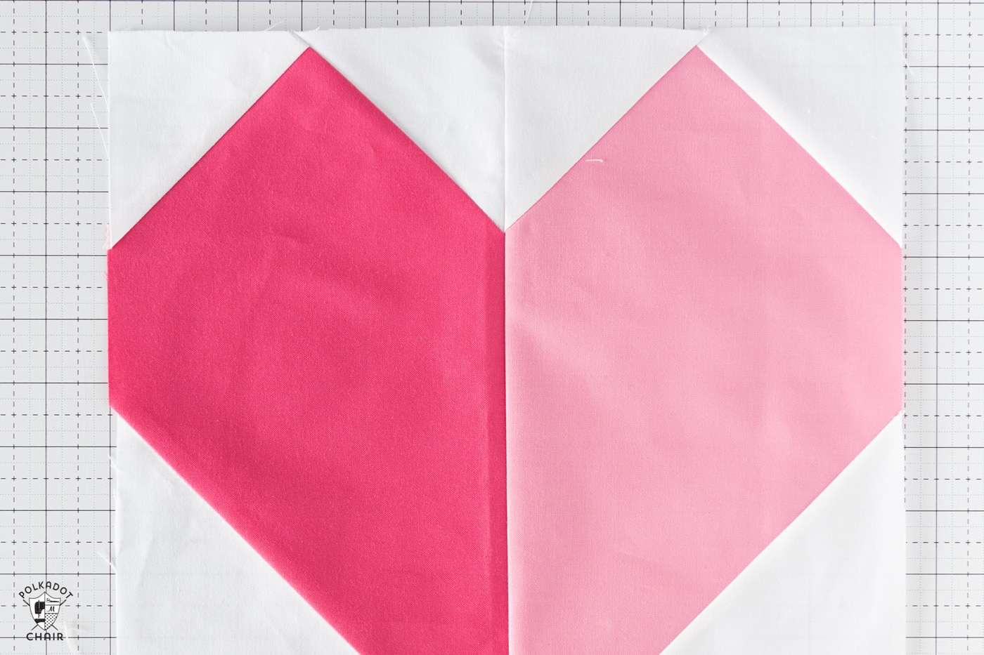 front of heart quilt block