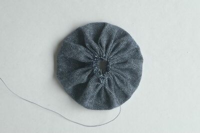 circle fabric after being gathered