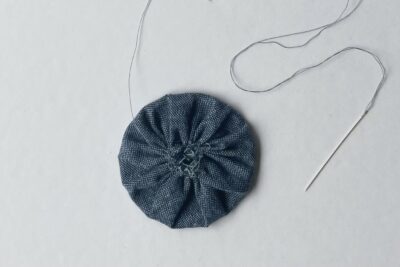 circle fabric after being gathered