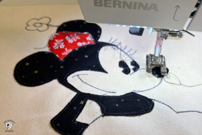 close up of sewing machine stitching