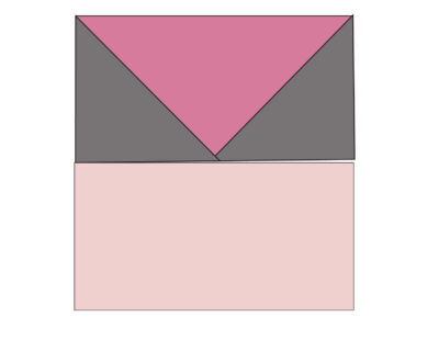 gray and pink illustration of turnstile quilt block construction