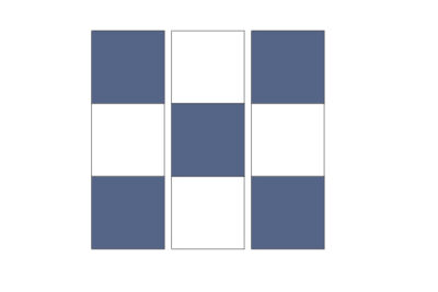 Irish chain quilt block illustrations in blue and white