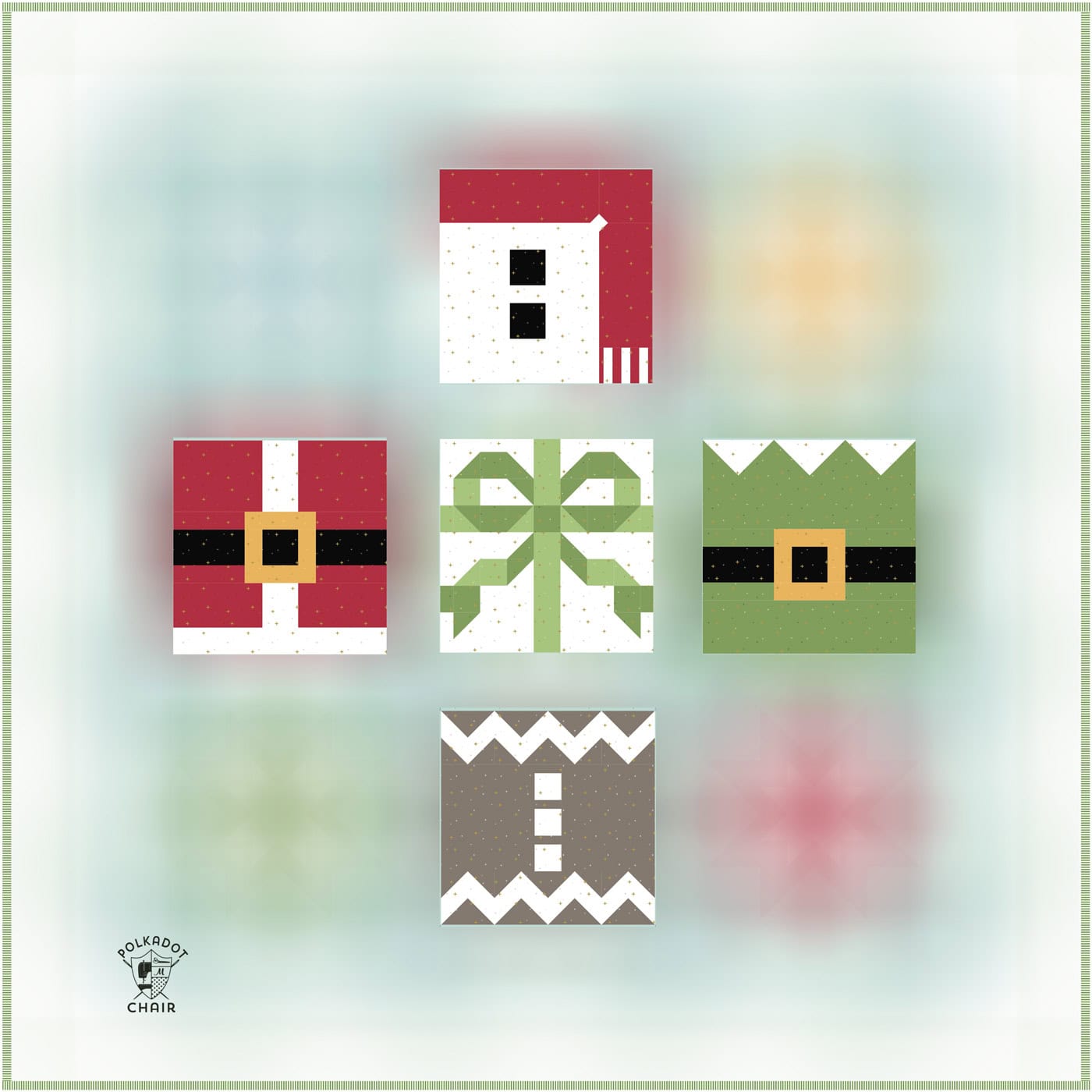 half blurred image of Christmas quilt