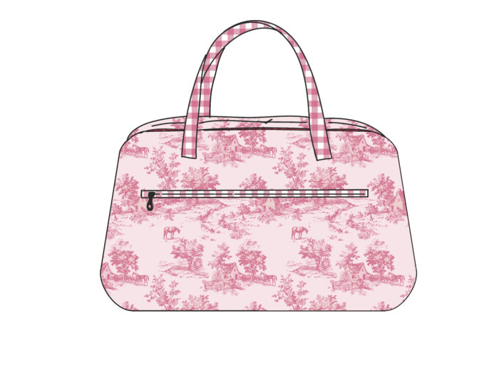 Pink retro travel bag in Bluegrass Charm fabrics