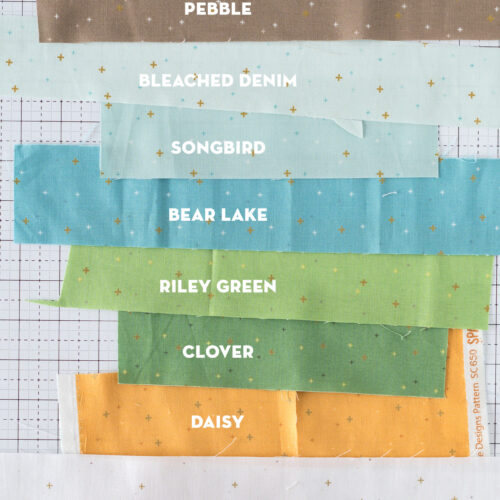 strips of fabric with text overlay
