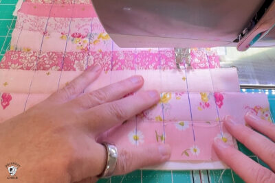 close up of machine quilting