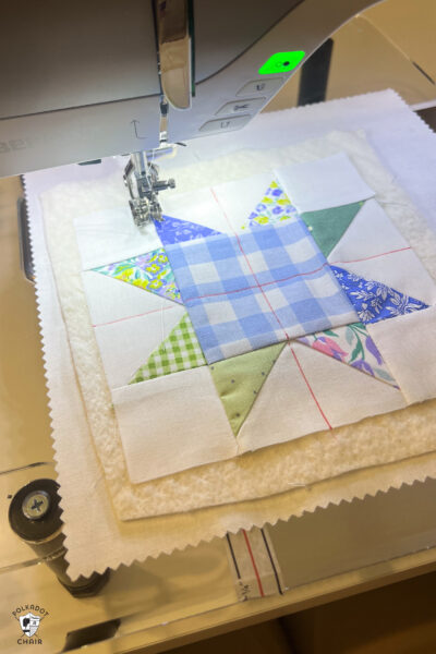 quilt block on sewing machine