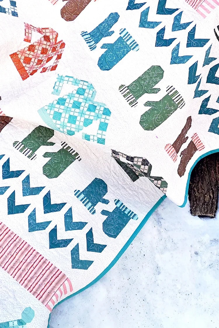colorful winter quilt outdoors during on the snow