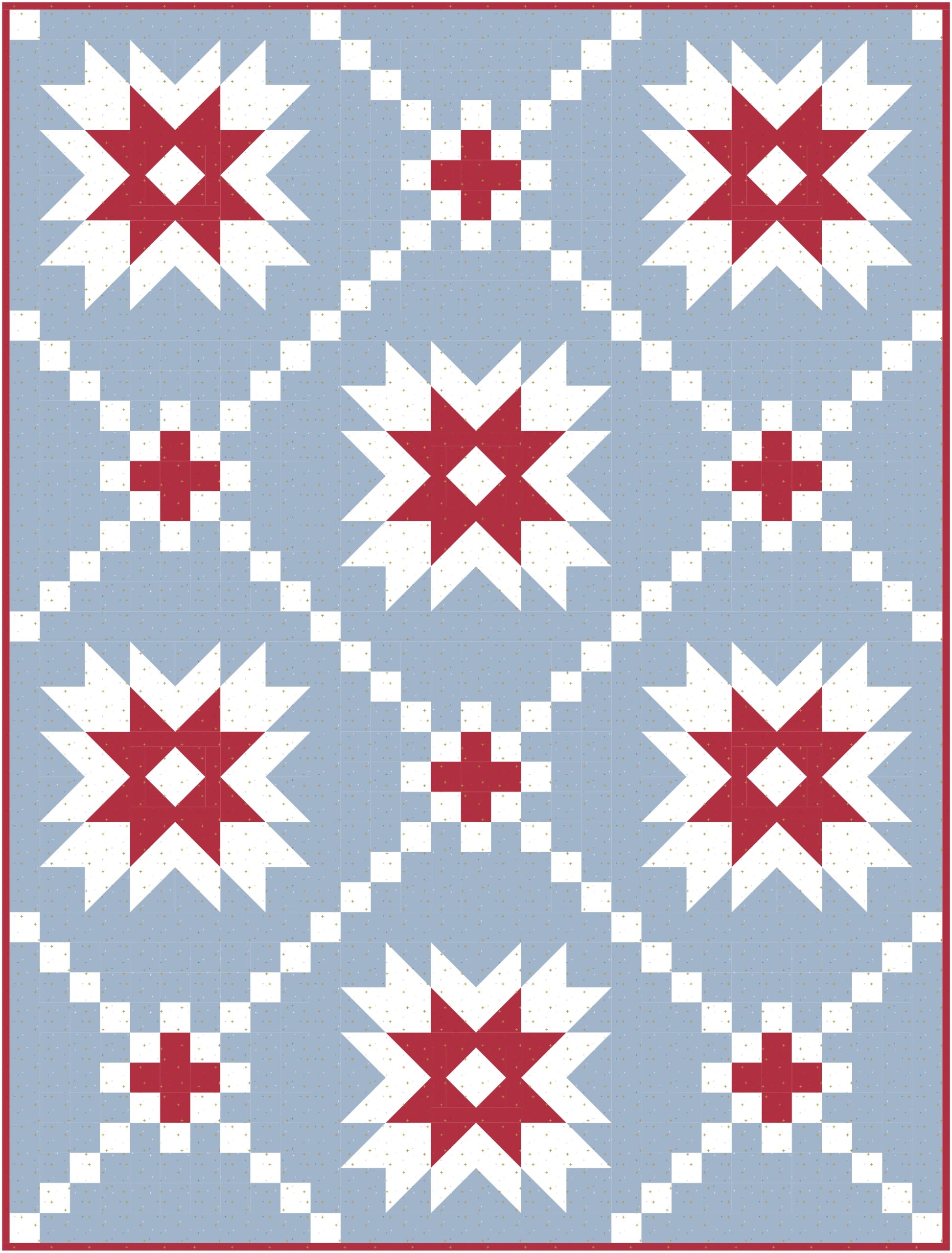 red white and blue geometric quilt
