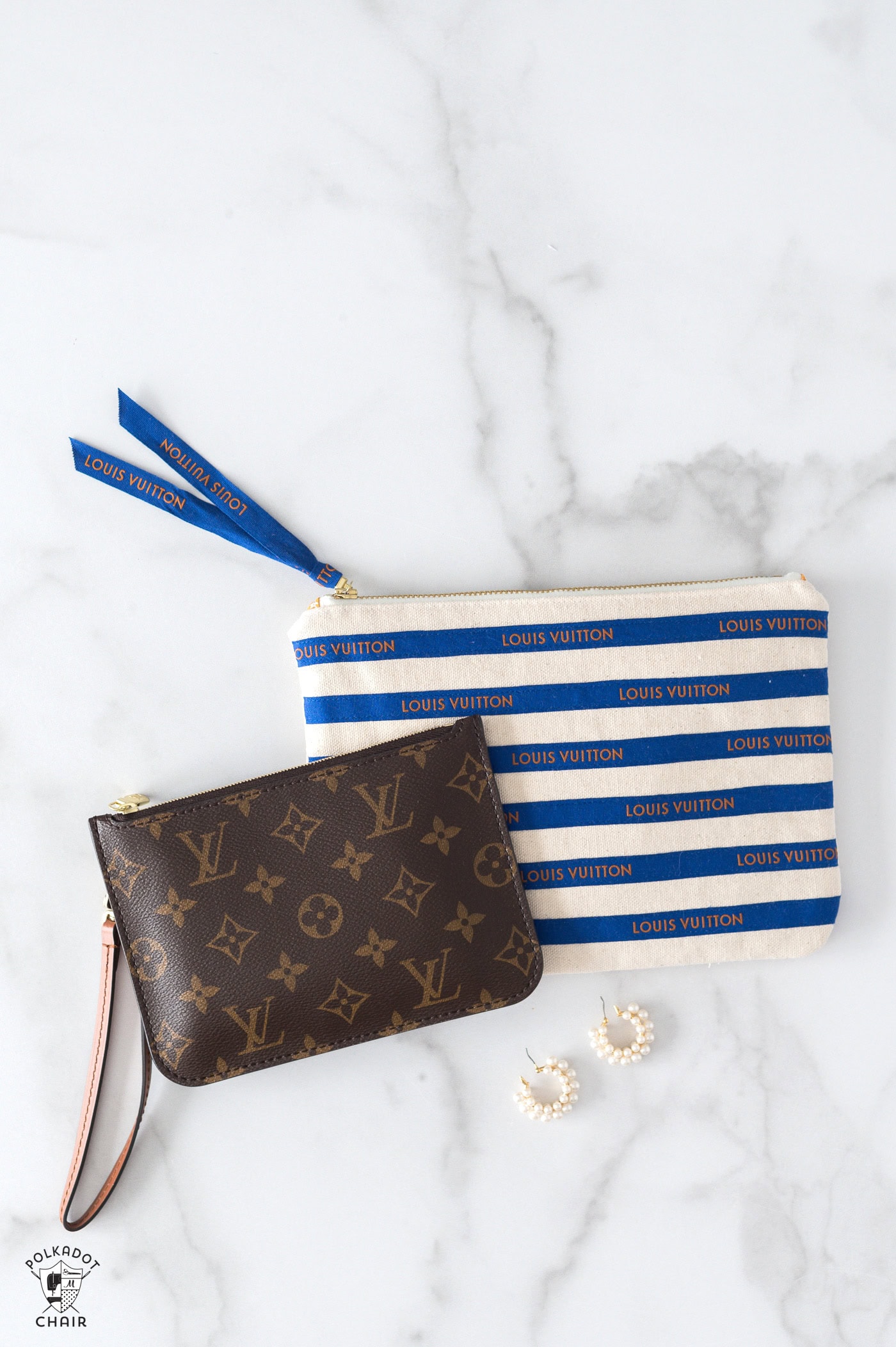 two pouches on marble table
