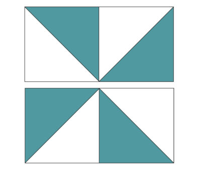 teal and white quilt block illustration