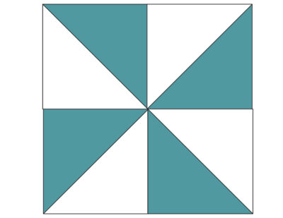teal and white quilt block illustration