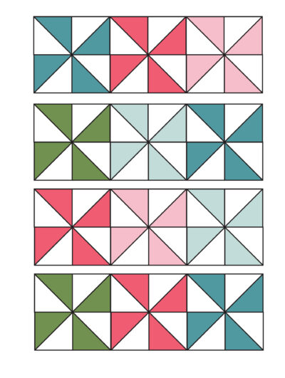 teal and white quilt block illustration